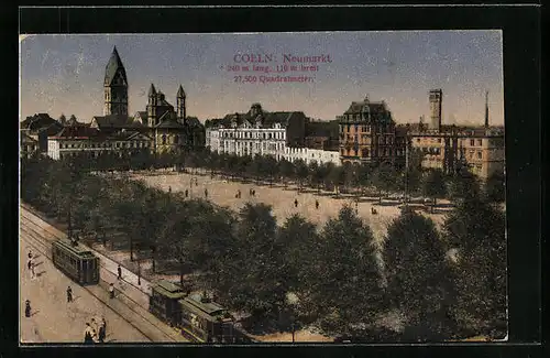 AK Köln, Neumarkt mit Strassenbahn