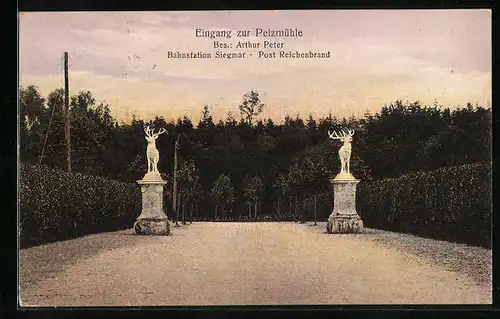 AK Reichenbrand, Eingang zum Gasthaus Pelzmühle