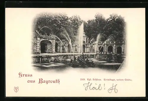 AK Bayreuth, Königliches Schloss, Eremitage, Untere Grotte