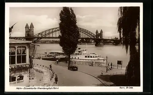 AK Bonn, Brücke mit Dampfer Beethoven, Köln-Düsseldorfer Rheindampfschiffahrt