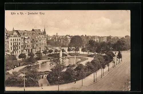 AK Köln-Neustadt, Deutscher Ring mit Fontäne