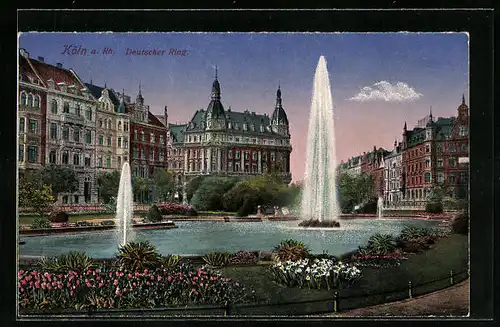 AK Köln-Neustadt, Strasse Deutscher Ring mit Fontänen