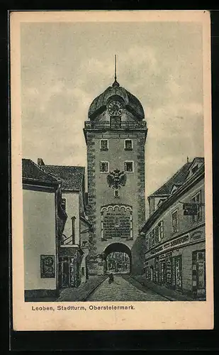 AK Leoben, Strasse am Stadtturm