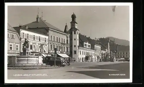 AK Leoben, platz mit Brunnen