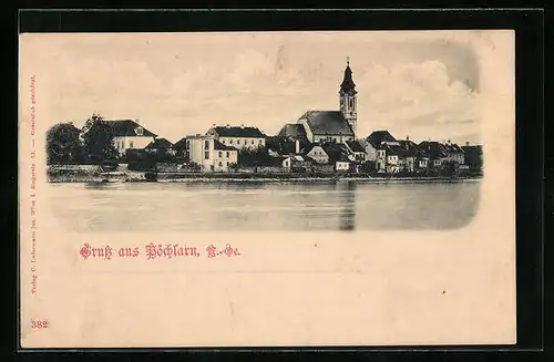 AK Pöchlarn /Donau, Ortspartie mit Kirche