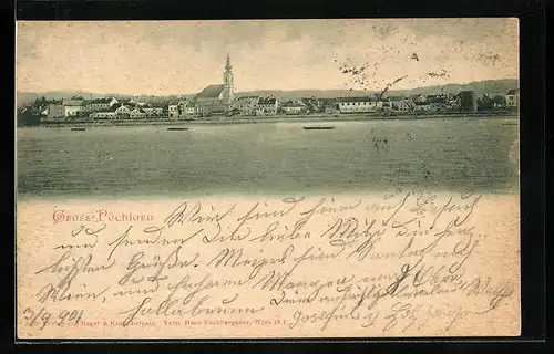 AK Gross-Pöchlarn /Donau, Totalansicht mit Kirche