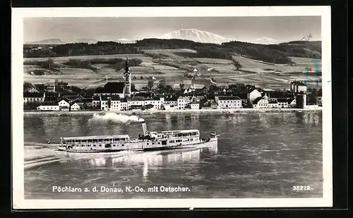 AK Pöchlarn /Donau, Ortschaft gegen Gebirge