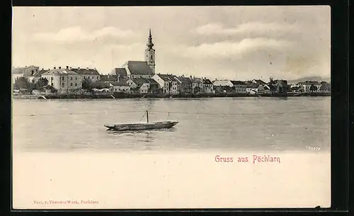 AK Pöchlarn /Donau, Totalansicht mit Kirche