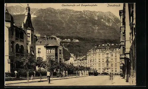 AK Innsbruck, Claudiastrasse und Hungerburgbahn