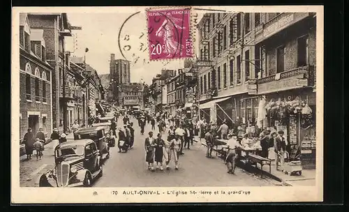 AK Ault-Onival, L`Eglise St-Pierre et la grand`rue