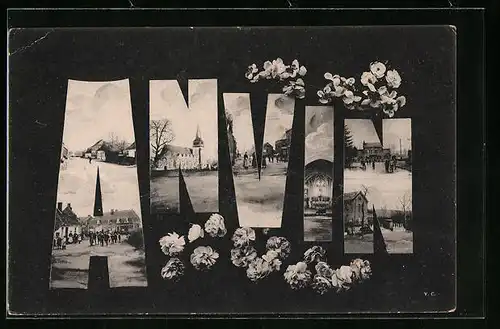 AK Anvin, Ansichten vom Ort in den Buchstaben vom Ortsnamen