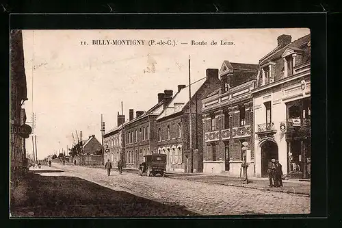 AK Billy-Montigny, Route de Lens, Strassenpartie