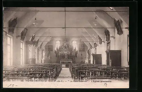 AK Hènin-Liètard, La Renaissance - L`Èglise provisoire