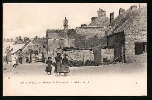 AK Le Portel, Maisons de Pecheurs sur la falaise