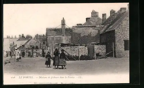 AK Le Portel, Maisons de pecheurs dans la Falaise