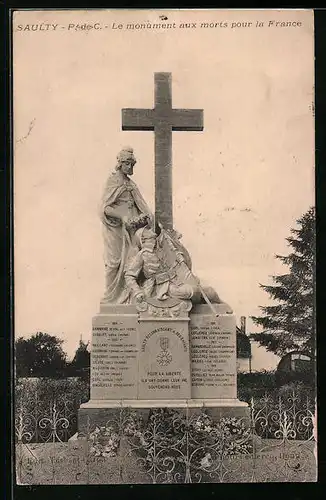 AK Saulty, Le monument aux morts pour la France
