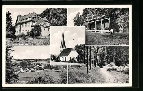 AK Achelriede, Kinderheim, Liegehalle, Waldweg, Ev. Kirche und Blick auf Bissendorf