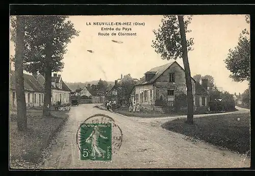 AK La Neuville-en-Hez, Entrée du Pays, Route de Clermont
