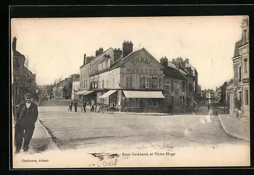 AK Creil, Rue Gambetta et Victor-Hugo