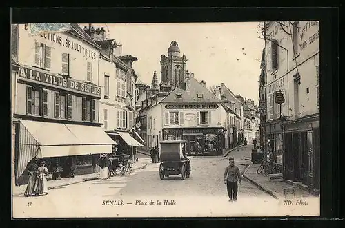 AK Senlis, Place de la Halle