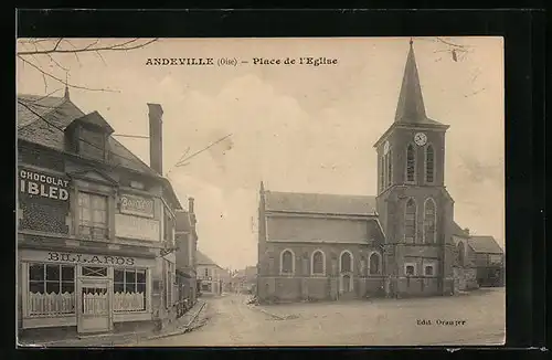 AK Andeville, Place de l`Eglise