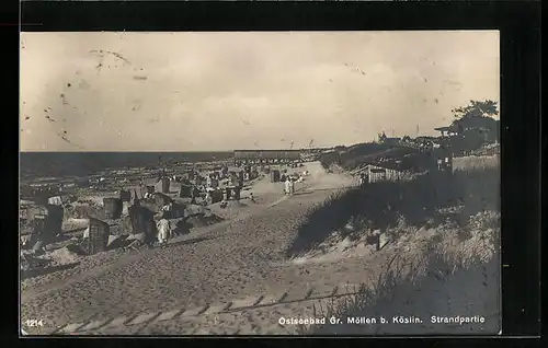 AK Gr. Möllen, Strand mit Besuchern