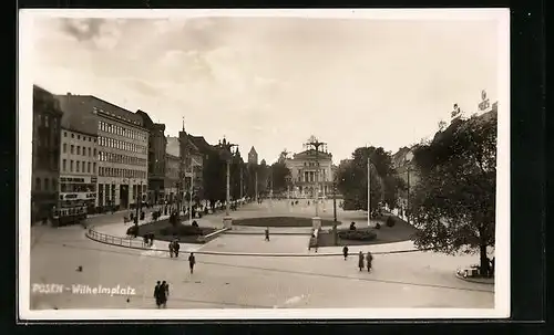 AK Posen / Poznan, Wilhelmplatz mit Strassenbahn