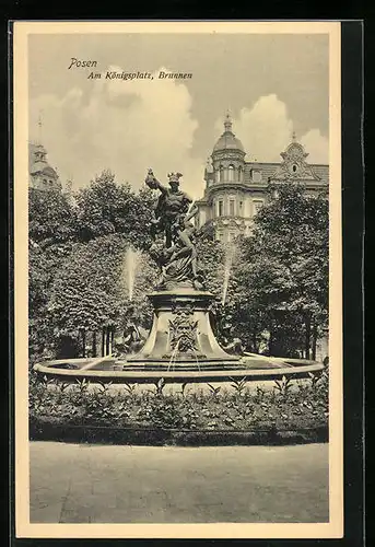 AK Posen / Poznan, Perseusbrunnen am Königsplatz