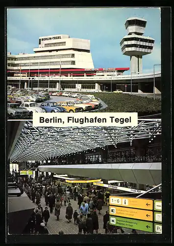 AK Berlin-Tegel, Flughafen mit parkenden Autos