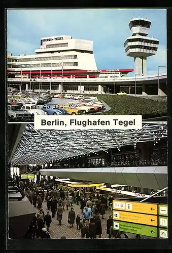 AK Berlin-Tegel, Flughafen mit Fluggästen