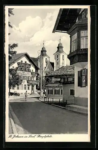 AK St. Johann, Hauptplatz mit Post- und Telegraphenamt