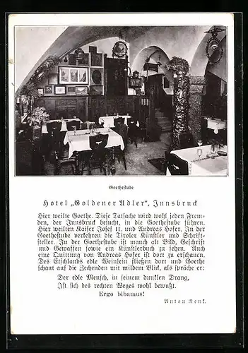 AK Innsbruck, Hotel Goldener Adler, Innenansicht