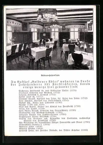 AK Innsbruck, Gasthof Zum Goldenen Adler, Innenansicht