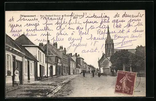 AK Vignacourt, Rue Godard Dubuc et École de Garcons