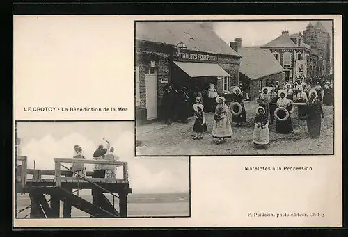 AK Le Crotoy, La Bénédiction de la Mer, Matelotes à la Procession