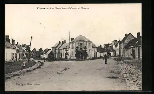 AK Vignacourt, Rues Armand-Cornet et Hornas, Strassenpartien