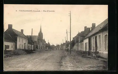 AK Vignacourt, Rue d`Amiens, Strassenpartie
