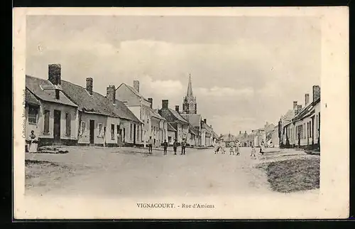 AK Vignacourt, Rue d`Amiens, Strassenpartie
