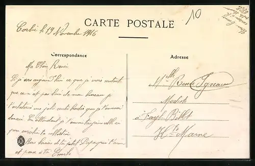 AK Beauval, La Rue du Bacq, Strassenpartie