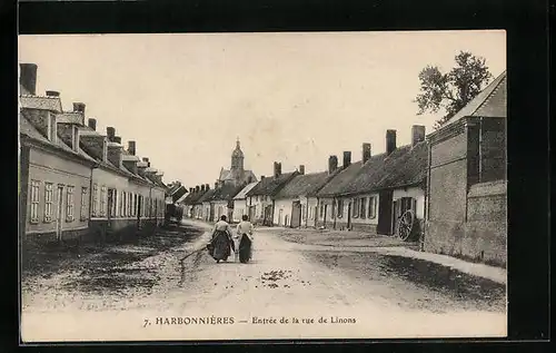 AK Harbonnières, Entrée de la Rue de Lihons, Strassenpartie