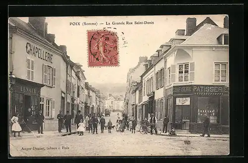 AK Poix, La Grande Rue Saint-Denis, Strassenpartie