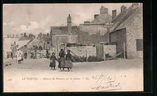 AK Le Portel, Maisons de Pecheurs sur la falaise