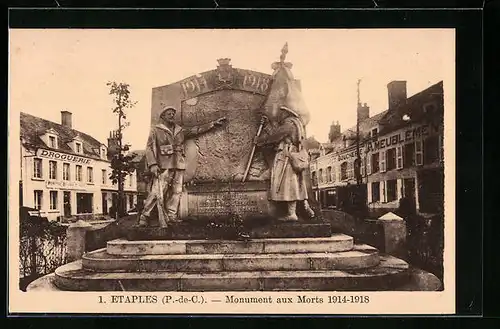 AK Etaples, Monument aux Morts 1914-1918