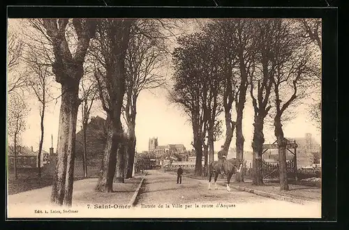 AK Saint-Omer, Entrèe de la Ville par la route d`Arques