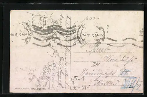 AK Brünn / Brno, Bahnhof, Strassenbahn auf dem Vorplatz