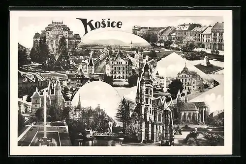 AK Kosice, Ortsansicht, Kirche, Strassenpartie, Fotomontage