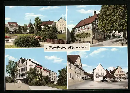 AK Korb i. Remstal, Ortspartie, Strassenpartie und Parkanlage