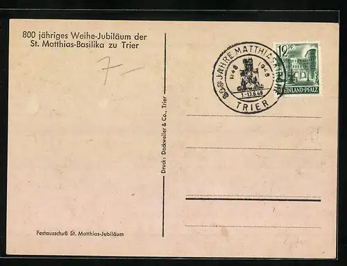 AK Trier, St. Matthias-Basilika, 800jähriges Weihe-Jubiläum 1948