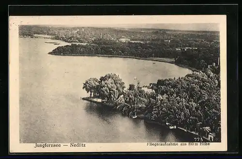 AK Nedlitz, Jungfernsee, Fliegeraufnahme