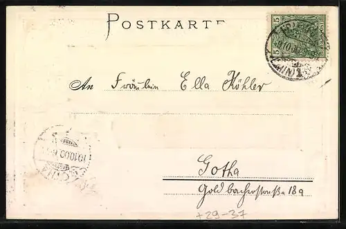 Passepartout-Lithographie Frankfurt a. M., Totalansicht mit Brücke und Kirche, Wappen